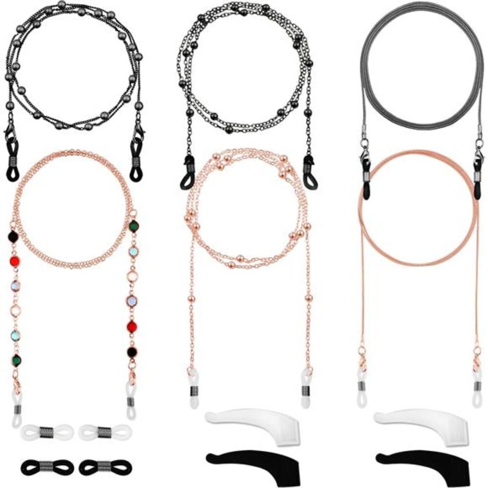 6 Pieces Eyeglass Chains Elegant Eyewear Retainer Beaded Eyeglass Strap Holder